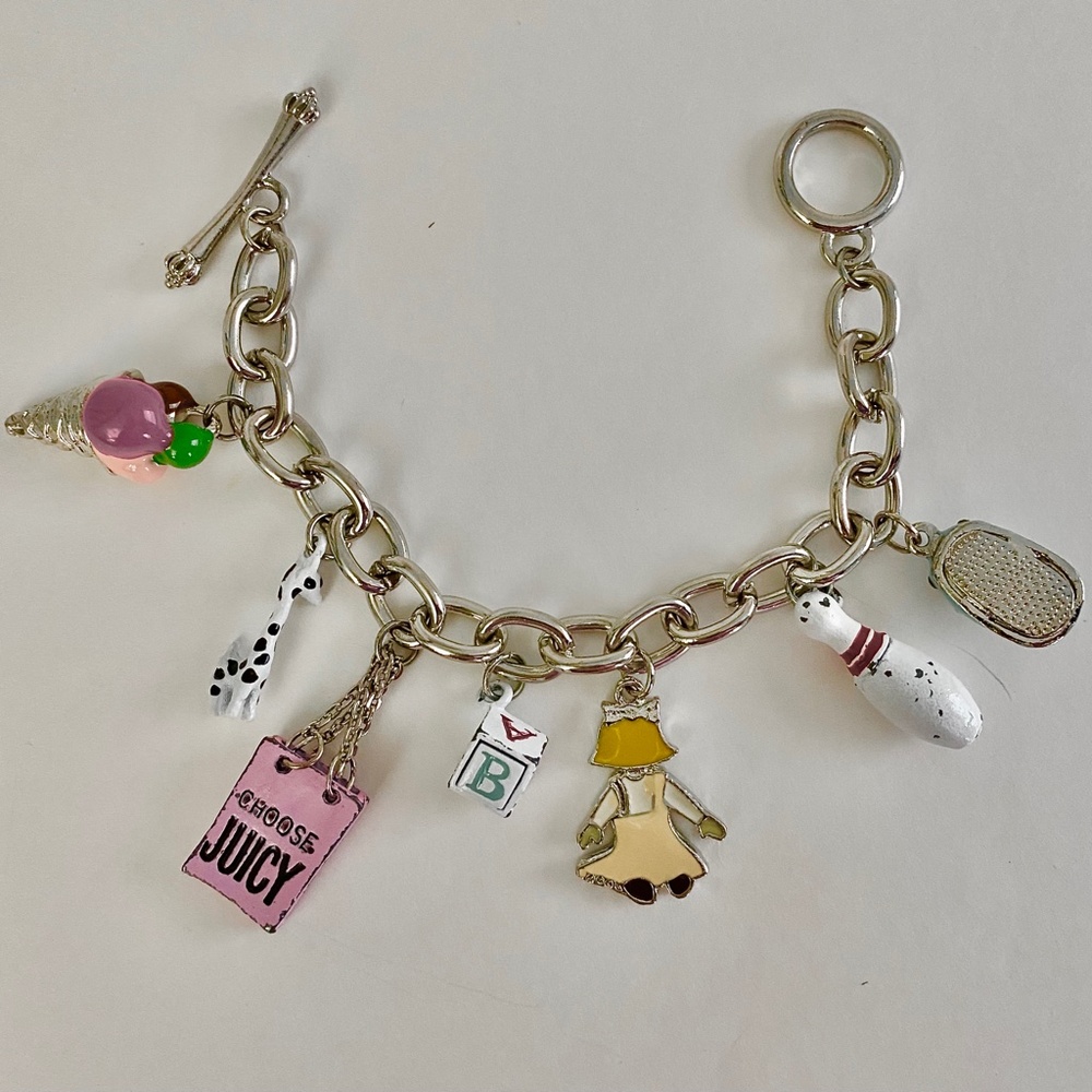 Juicy Couture Silver Charm Bracelet with Pink and Gold Accents - Picture 3 of 7